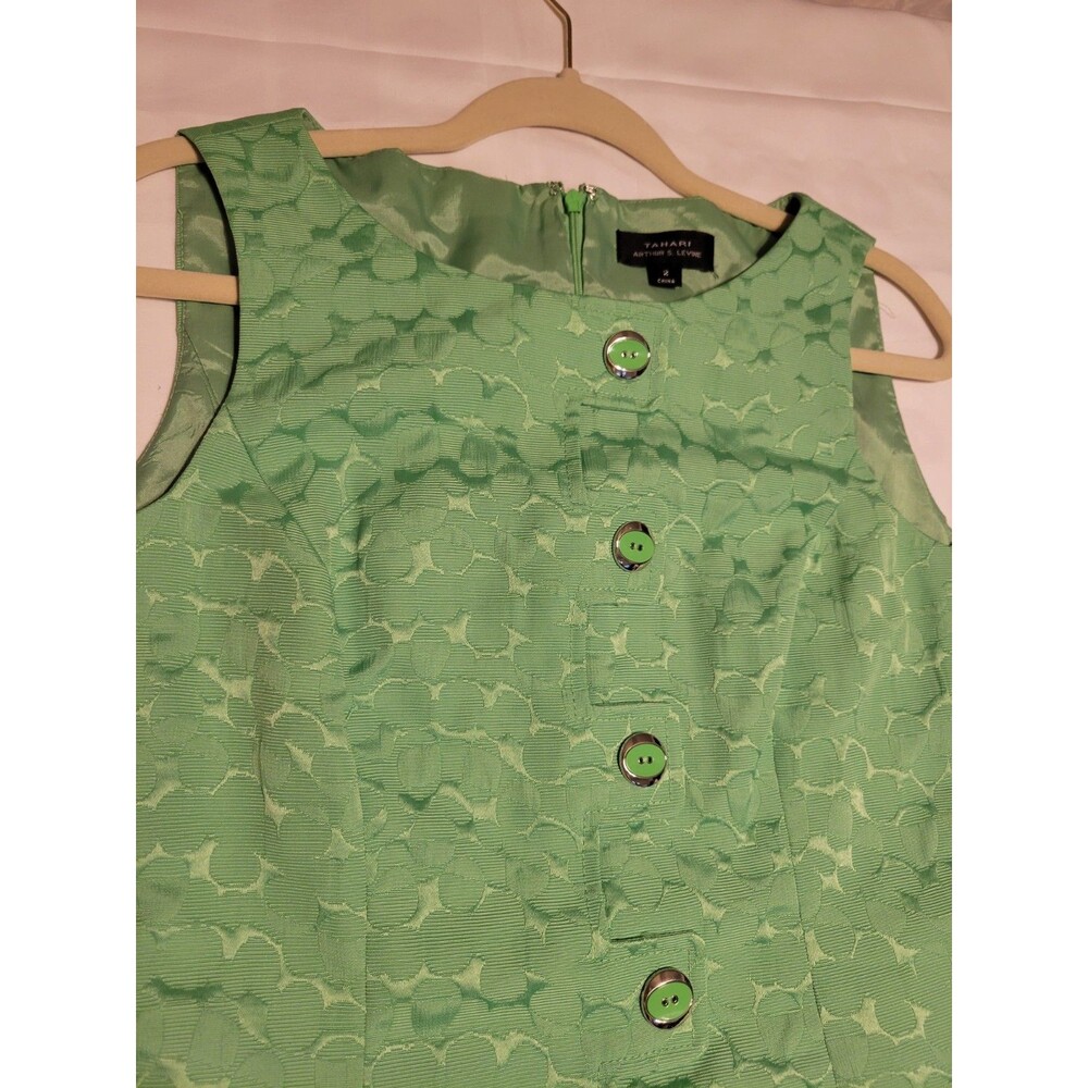 Tahari Arthur S. Levine Women's Green Lime Sleveless Lined Dress Size 2 - Picture 5 of 14